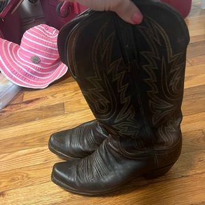 Good condition vintage 1965 Texan Cowgirl chocolate dark brown nice boots